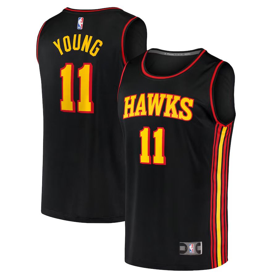 Men Atlanta Hawks 11 Trae Young Fanatics Branded Black Fast Break Replica NBA Jersey